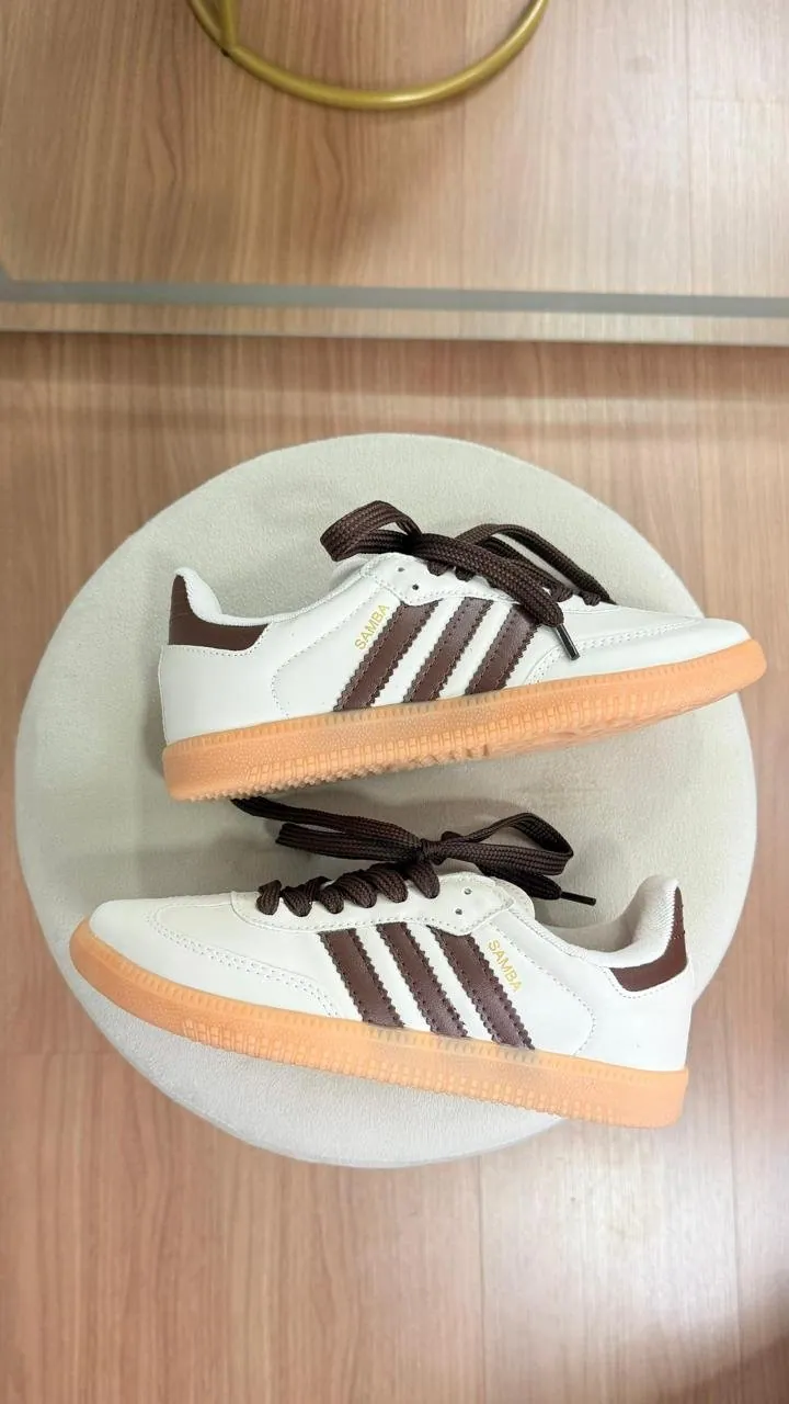 Tênis Adidas Samba Sintético Feminino Off/Cafe — foto 5