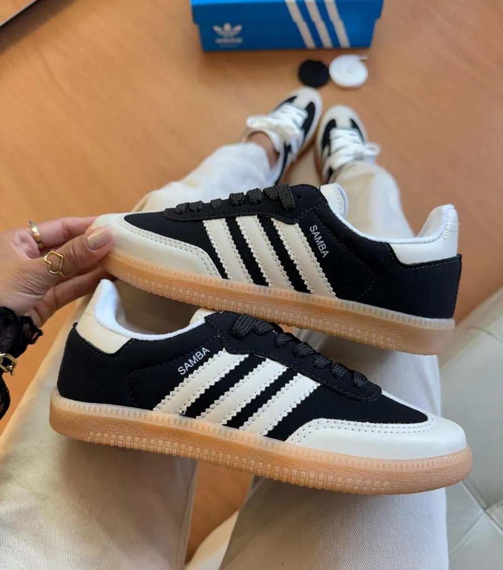 Tênis Adidas Samba Sintético Feminino Preto/Off — foto 3