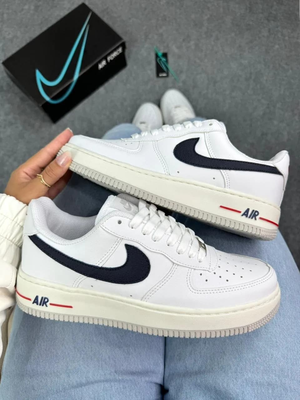 Tênis Nike Air Force Branco /Marinho — foto 3