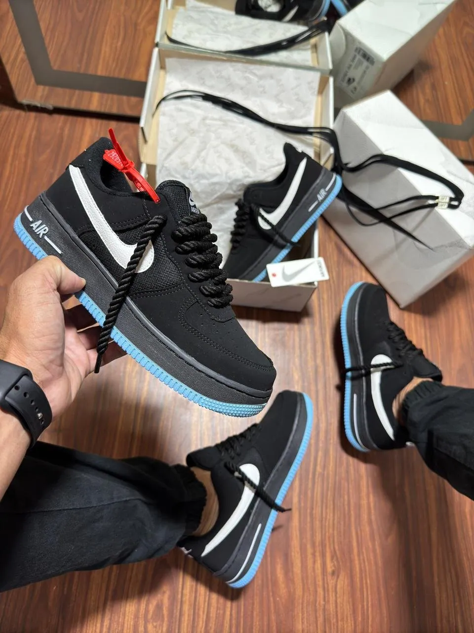Tênis Nike Air Force Have Preto Celeste — foto 3