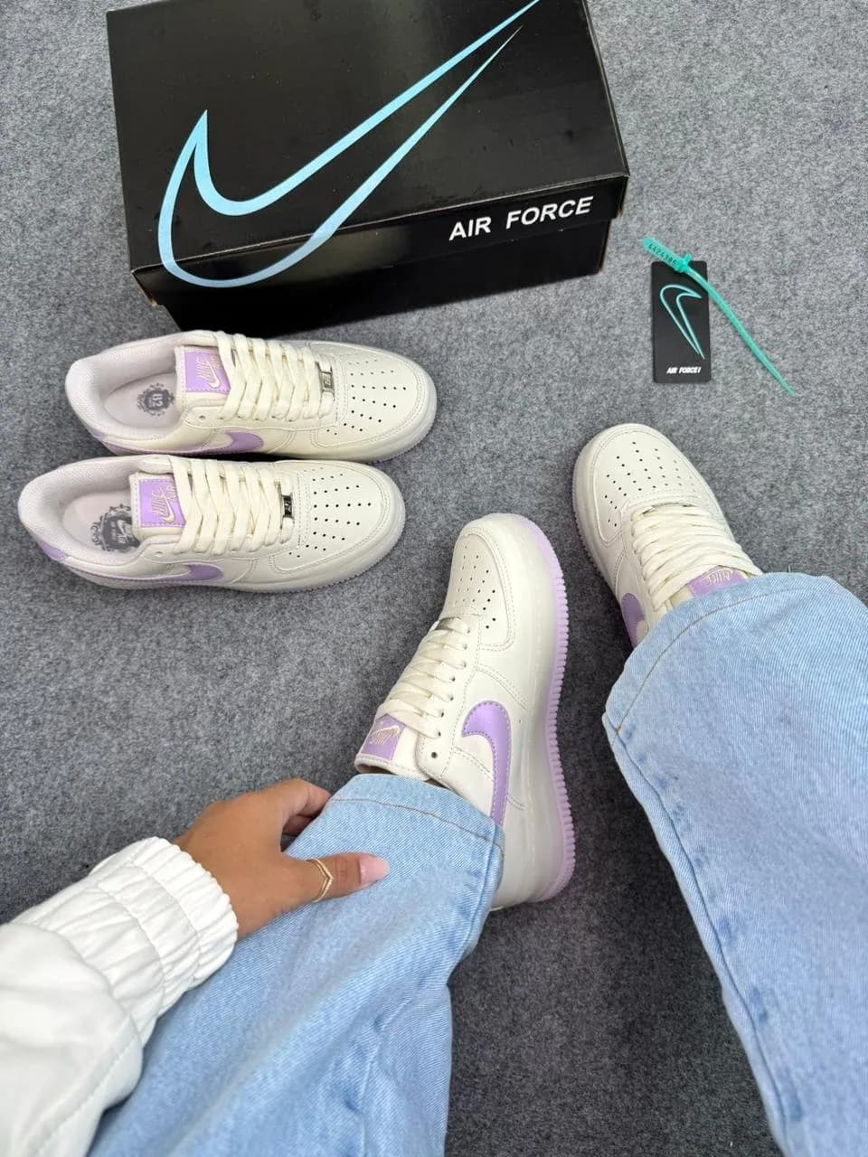 Tênis Nike Air Force Perola / Lilás — foto 4