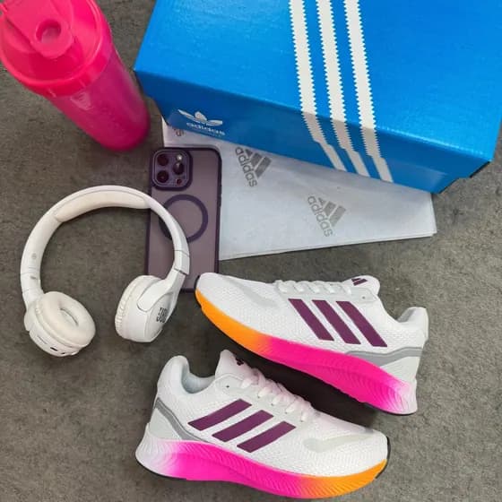 Tênis Run Falcon Branco/Pink/Laranja