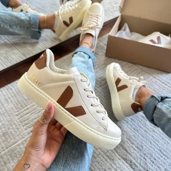 Tênis Vert Cadarço Feminino Angelical/Caramelo