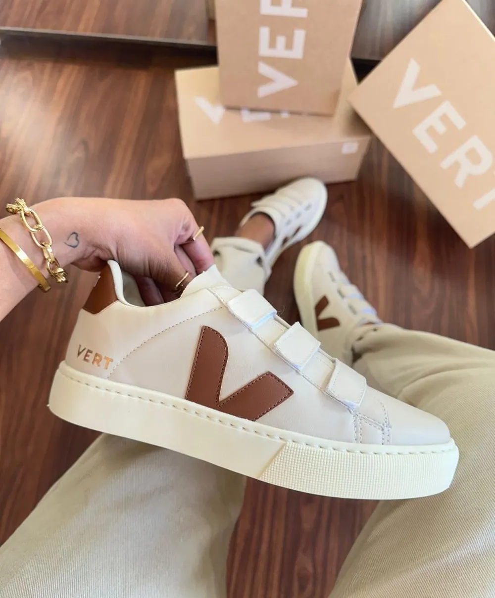 Tênis Vert Velcro Feminino Angelical/Caramelo — foto 1