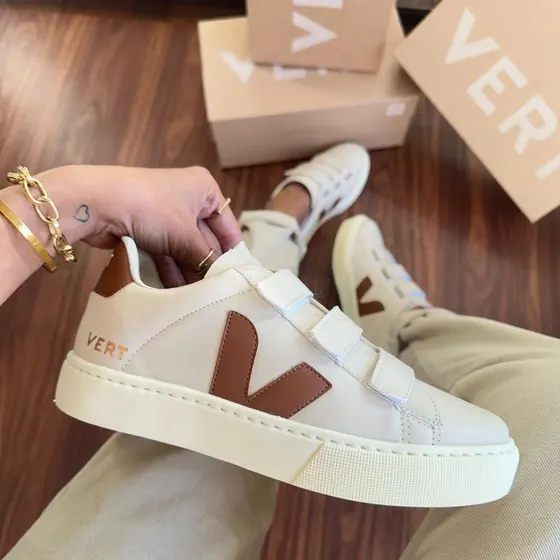 Tênis Vert Velcro Feminino Angelical/Caramelo